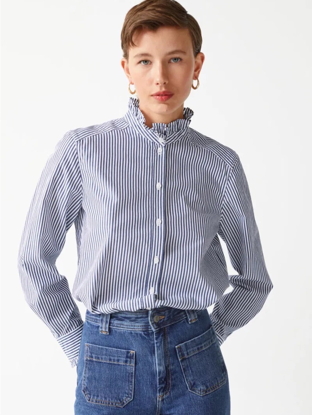 BNWOT & Other Stories Striped Wide Frill Shirt